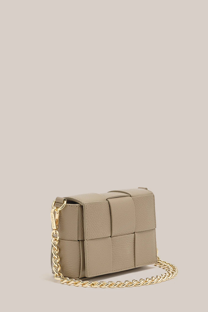 MARGOT MINI LEATHER  WOVEN BAG - MUSHROOM - VESTIRSI