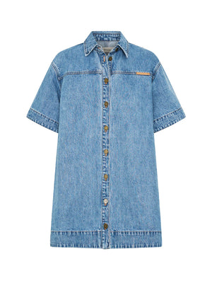 MARLA DENIM MINI DRESS - STONEWASH BLUE - KIVARI