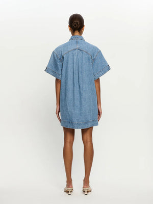 MARLA DENIM MINI DRESS - STONEWASH BLUE - KIVARI