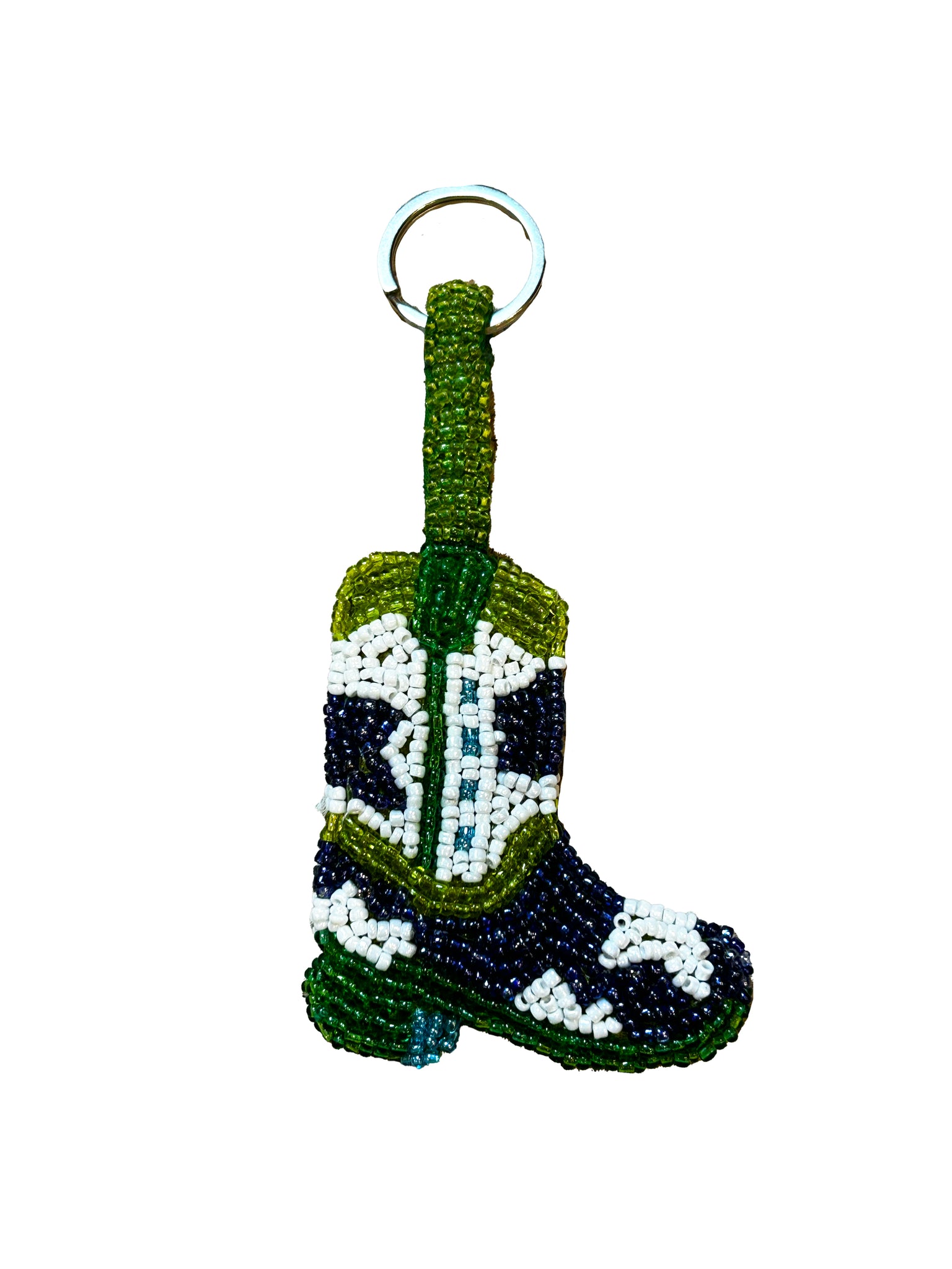BEADED MINI KEYRING - COWBOY BOOT BLUE - THE JACKSONS