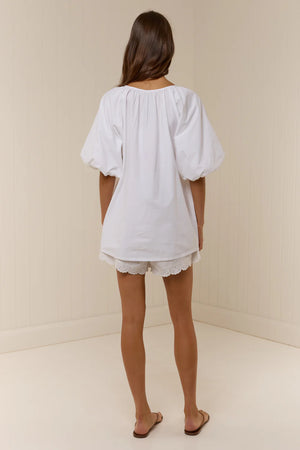 OLIVE TIE TOP - WHITE - PALM NOOSA