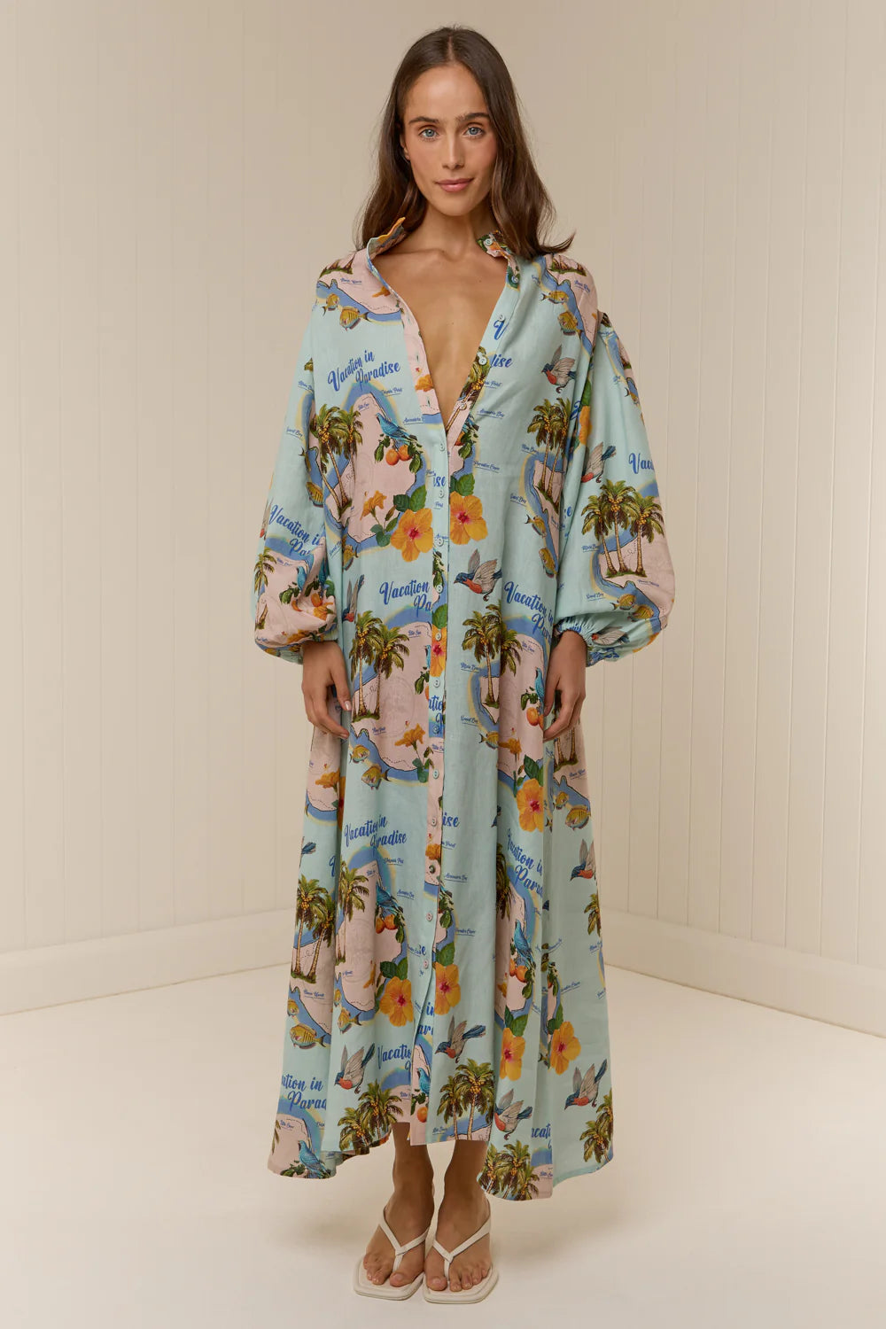 NODDY DRESS - PALM PARADISE - PALM NOOSA