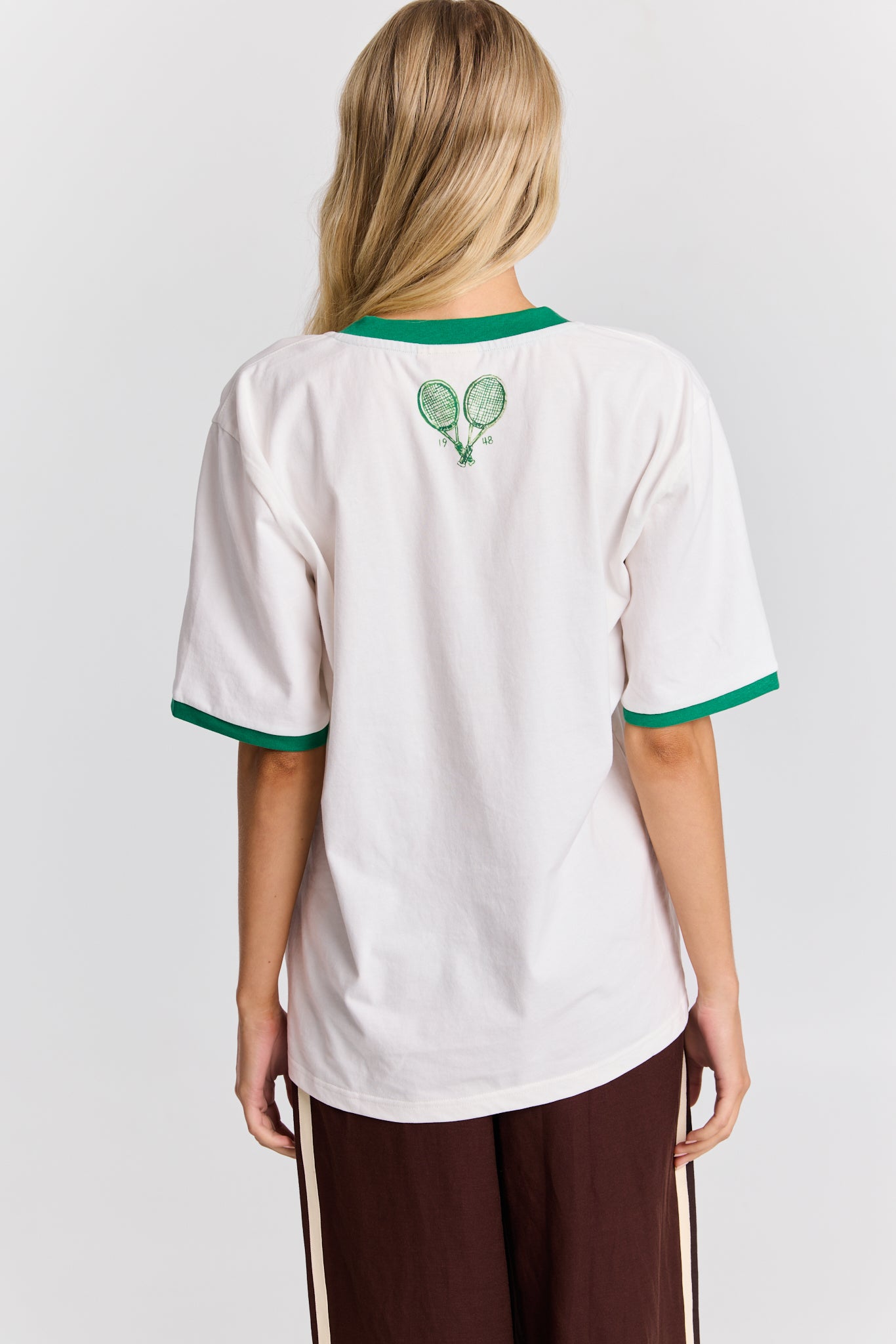 PORTOFINO TENNIS V-NECK TEE  - GREEN / WHITE  - MAKU