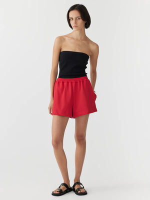 TWILL SIDE DETAIL SHORT - RED/WHITE - BASSIKE