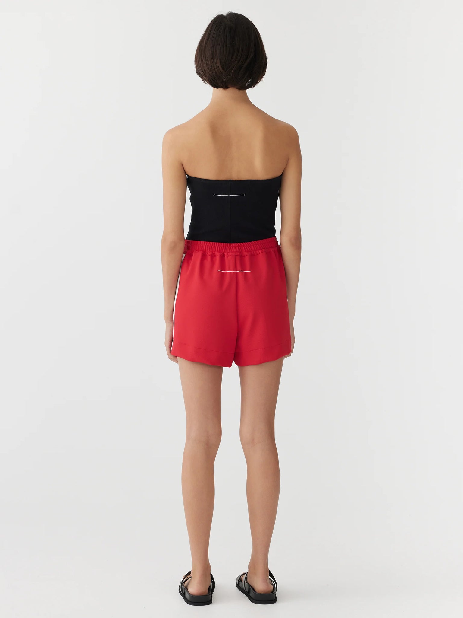 TWILL SIDE DETAIL SHORT - RED/WHITE - BASSIKE