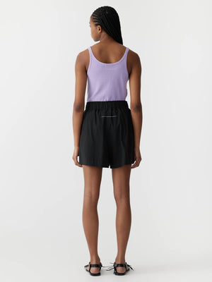 CRUSHED COTTON TENNIS SHORT - BLACK - BASSIKE