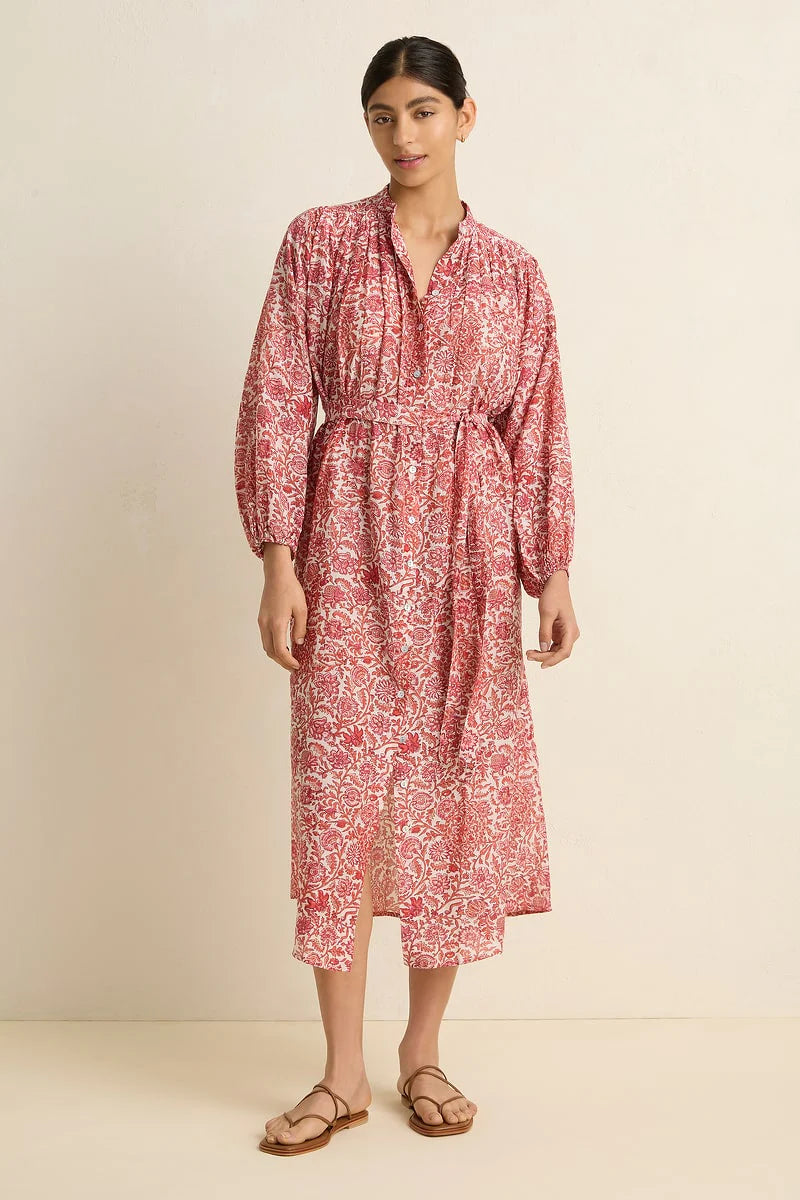 PARADISE SHIRT DRESS - RED FLORAL - VILLU