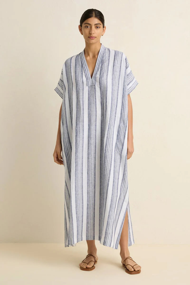 POOL BOY KAFTAN - WHITE/NAVY STRIPE - VILLU