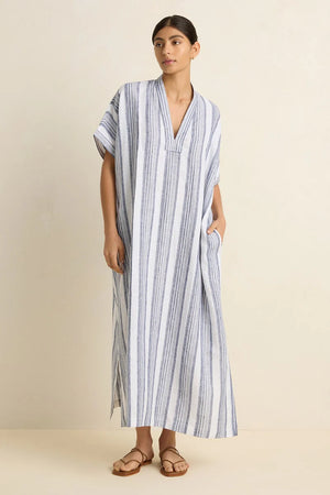 POOL BOY KAFTAN - WHITE/NAVY STRIPE - VILLU