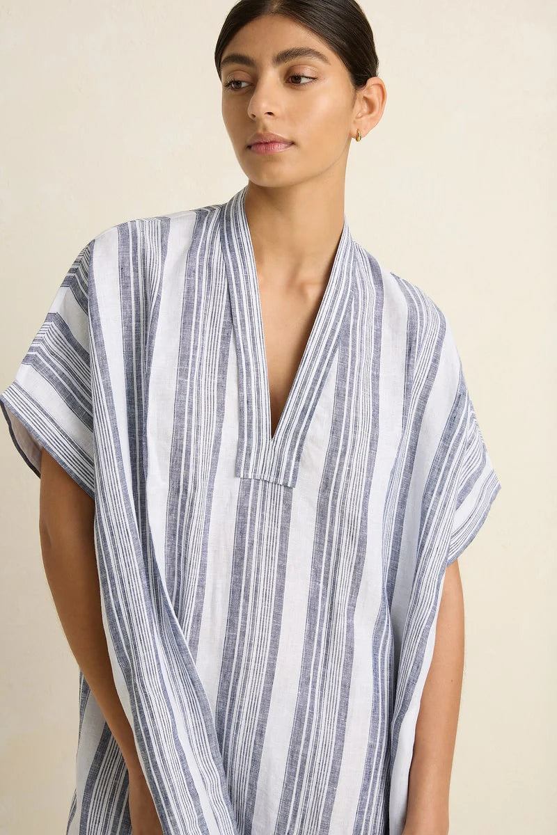 POOL BOY KAFTAN - WHITE/NAVY STRIPE - VILLU