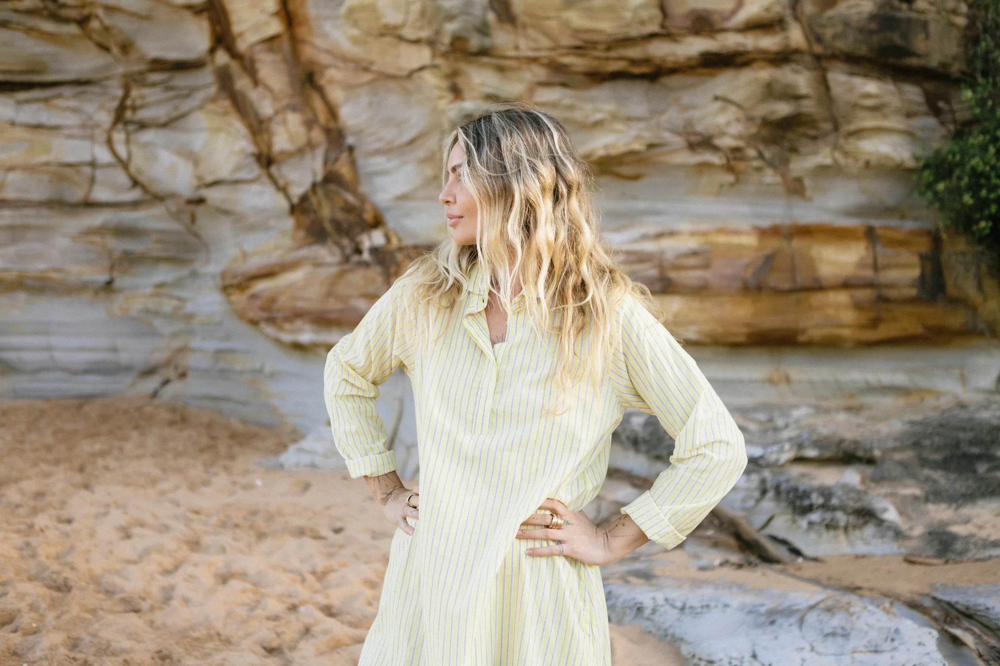 AVNI KAFTAN - LEMON STRIPE - SADHU
