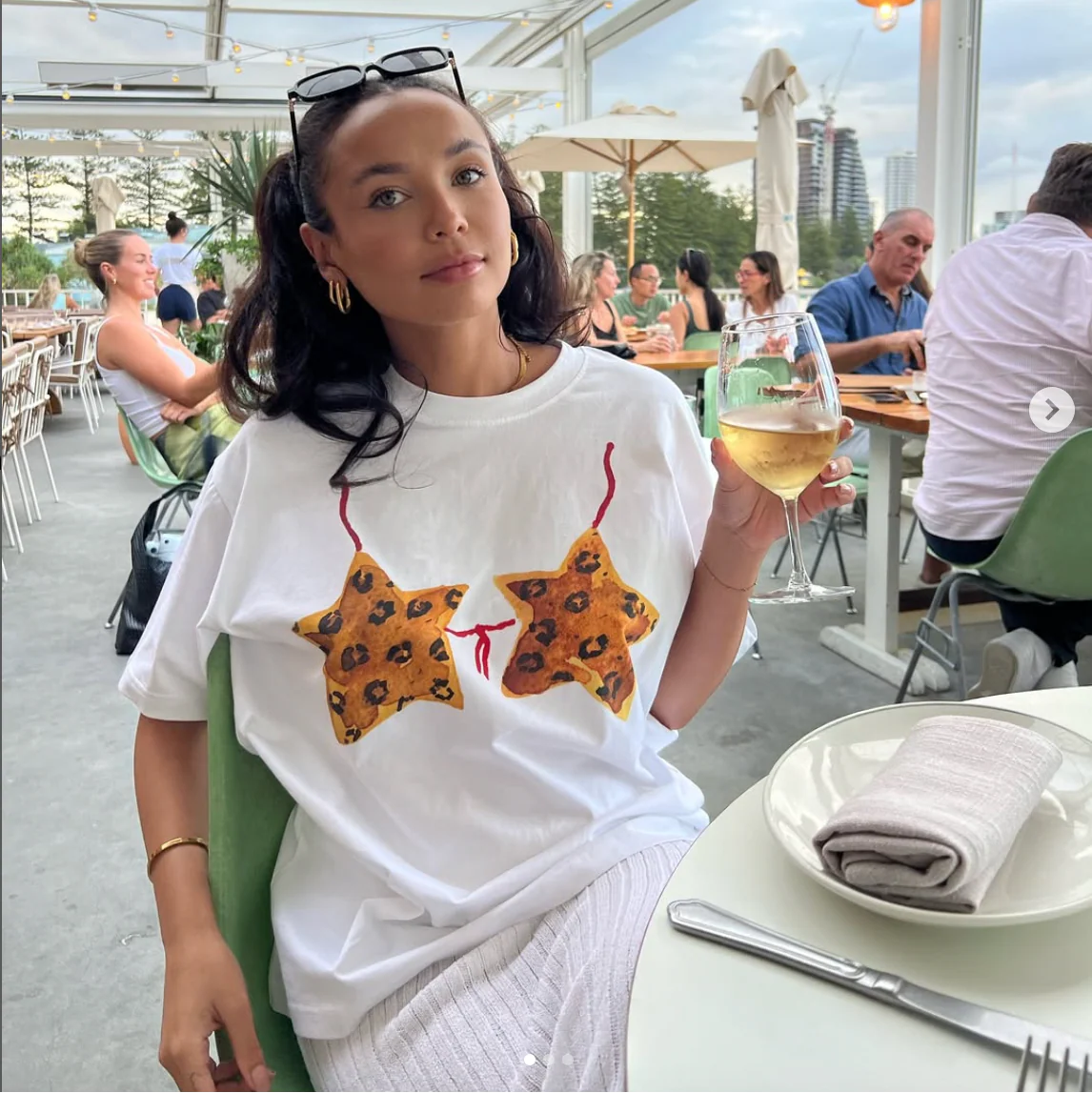 LEOPARD STARKINI OVERSIZED TEE  - WHITE - MAKU