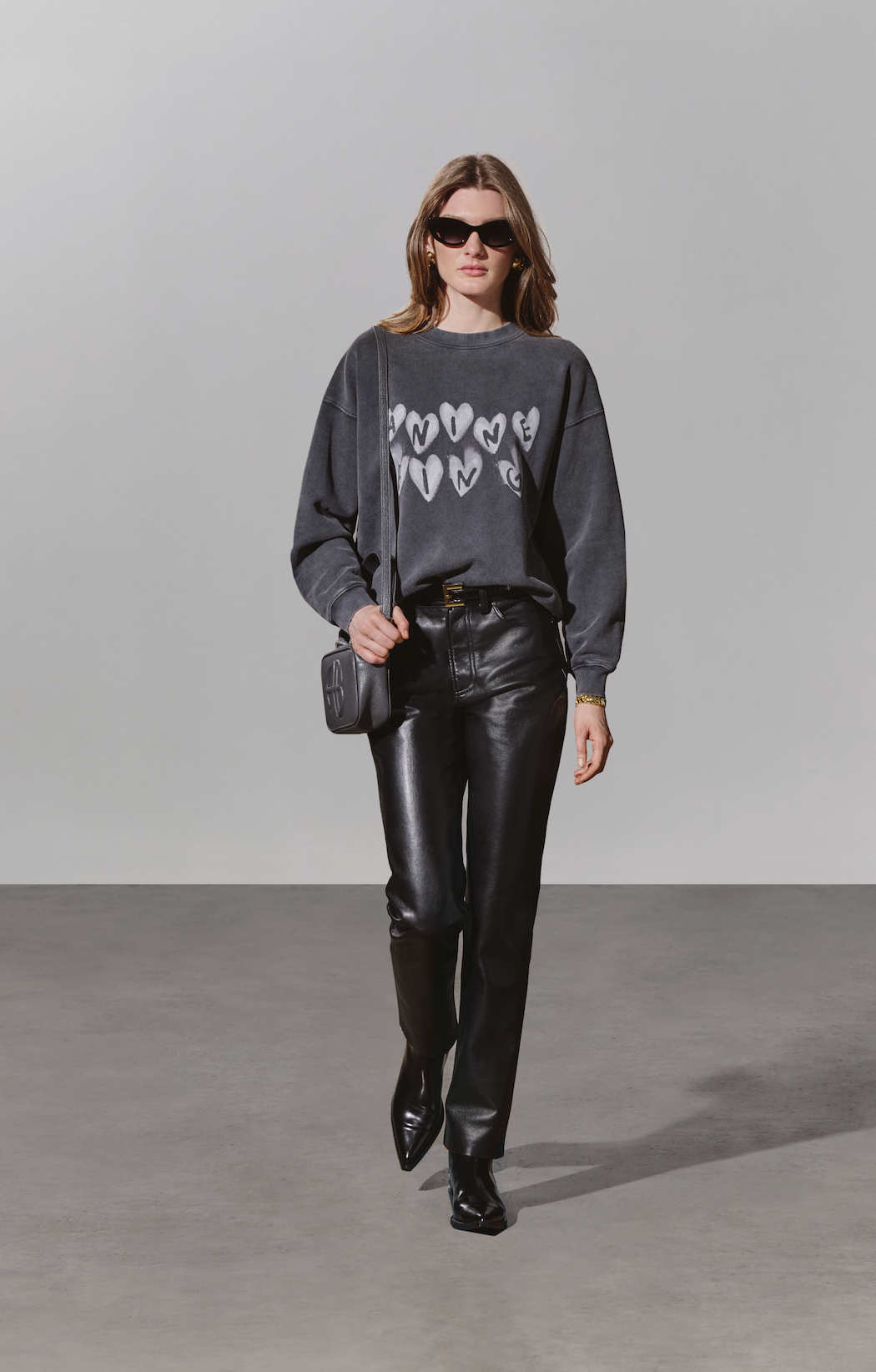 SPENCER SWEATSHIRT HEARTS - WASHED BLACK - ANINE BING