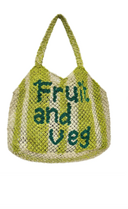 DREW BAG - FRUIT & VEG - GREEN / NATURAL STRIPE - THE JACKSONS