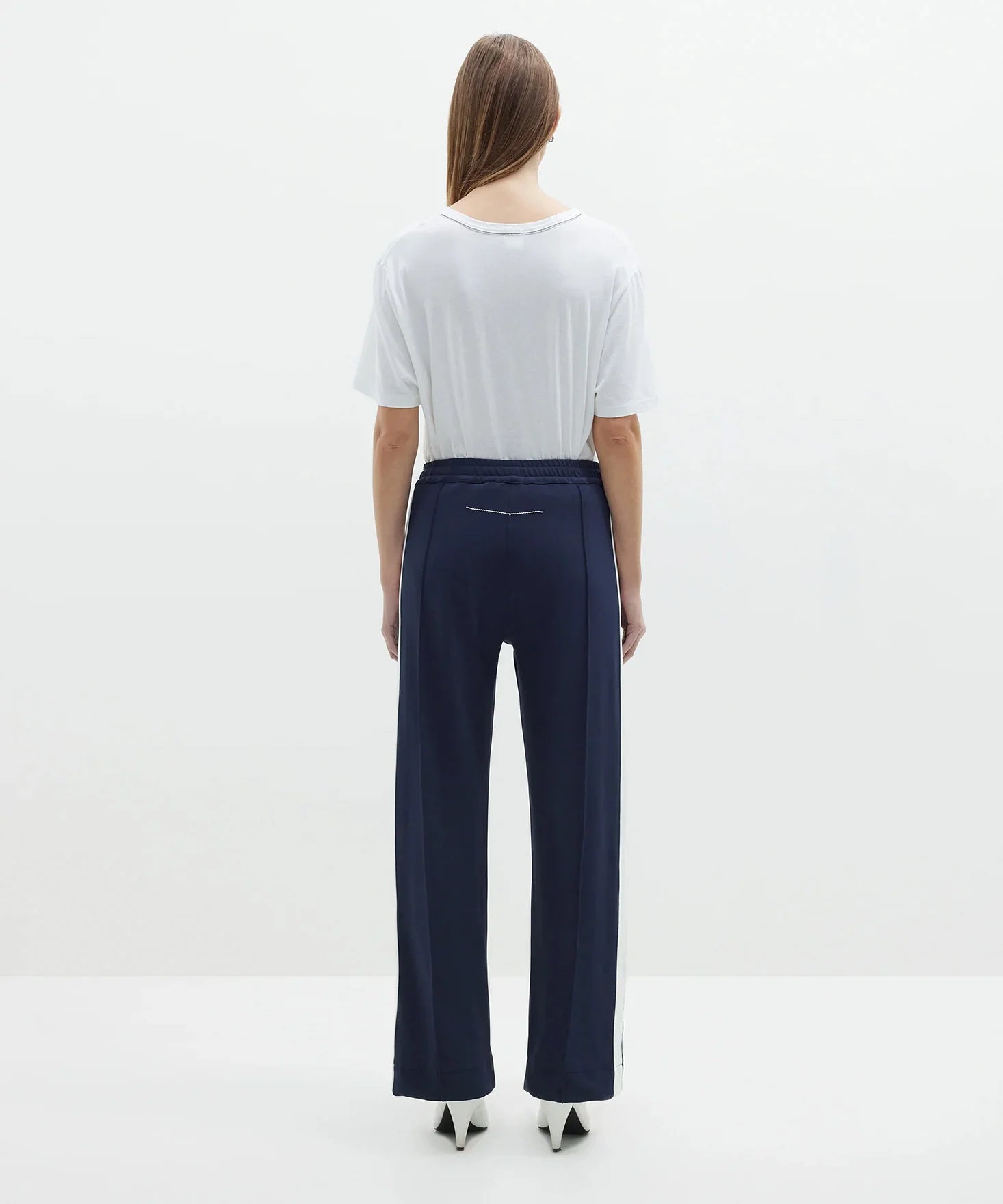 TWILL STRIPE DETAIL PANT - INK/WHITE - BASSIKE