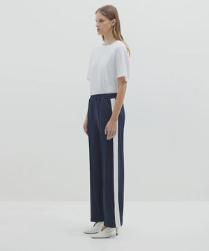 TWILL STRIPE DETAIL PANT - INK/WHITE - BASSIKE