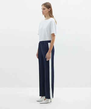 TWILL STRIPE DETAIL PANT - INK/WHITE - BASSIKE