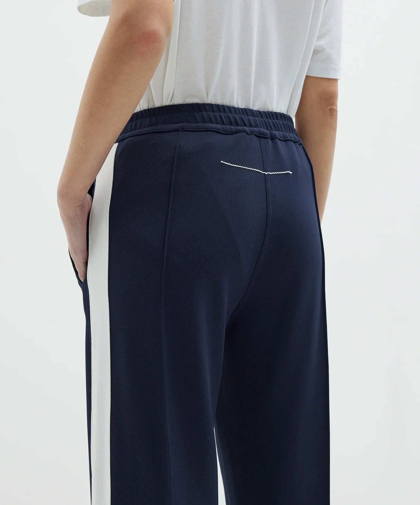 TWILL STRIPE DETAIL PANT - INK/WHITE - BASSIKE