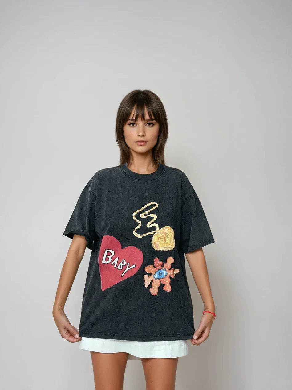 TREASURES OVERSIZE TEE - BLACK - MAKU