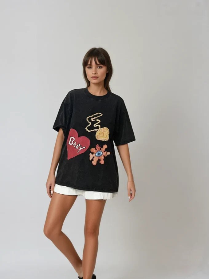 TREASURES OVERSIZE TEE - BLACK - MAKU