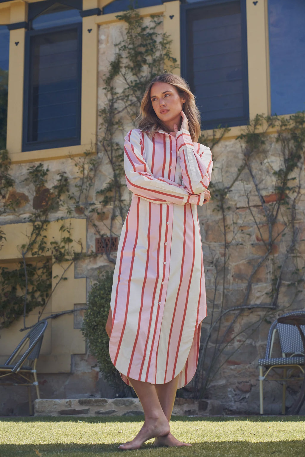 FINN SHIRT DRESS - HANA STRIPE - ASTON STUDIO