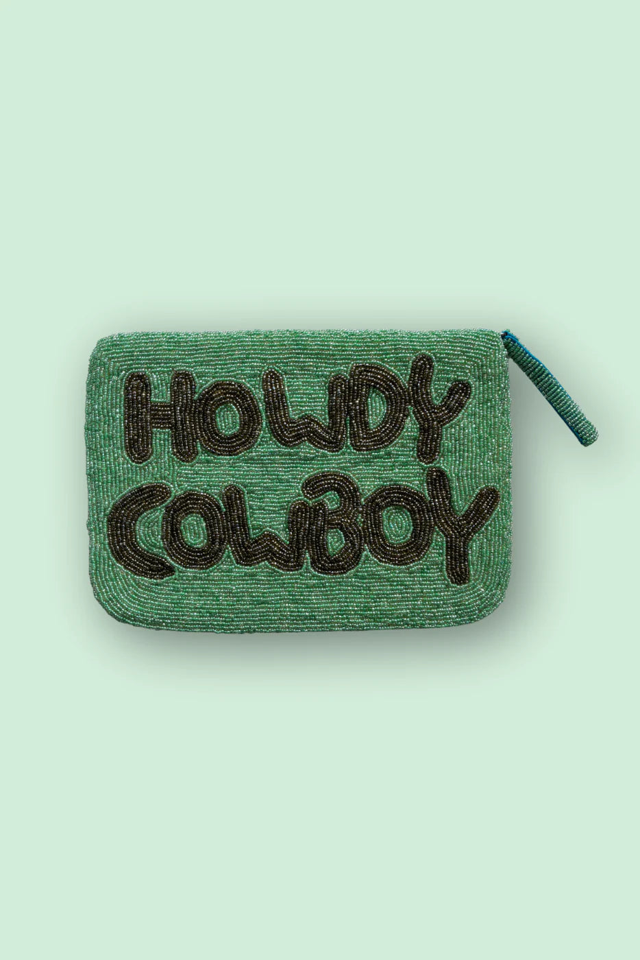 BEADED CLUTCH HOWDY COWBOY - MINT AND SAGE - THE JACKSONS