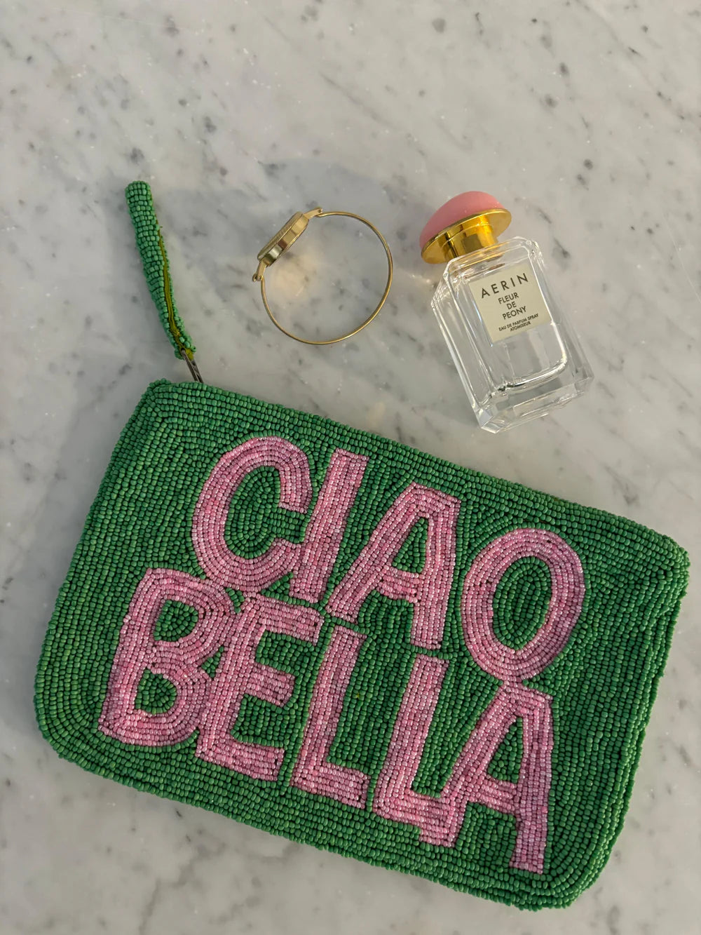 CIAO BELLA BEADED CLUTCH - GREEN LIGHT PINK - THE JACKSONS