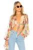 ZIMMERMANN MELODY TIE FRONT TOP AND MATCHING PANTS - TAUPE FLORAL - PRE LOVED