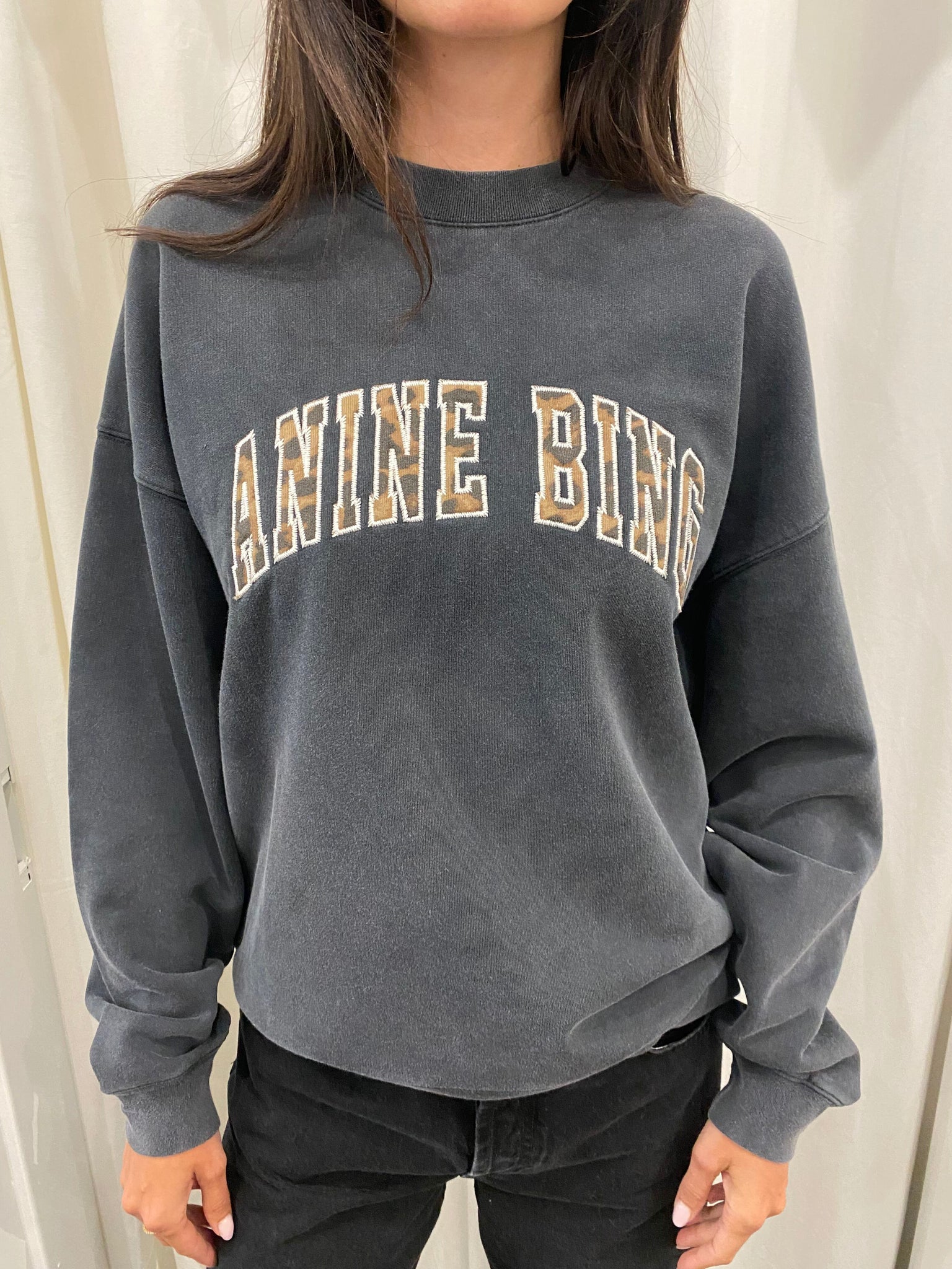 MILES SWEATSHIRT ANINE BING LEOPARD - WASHED BLACK - ANINE BING