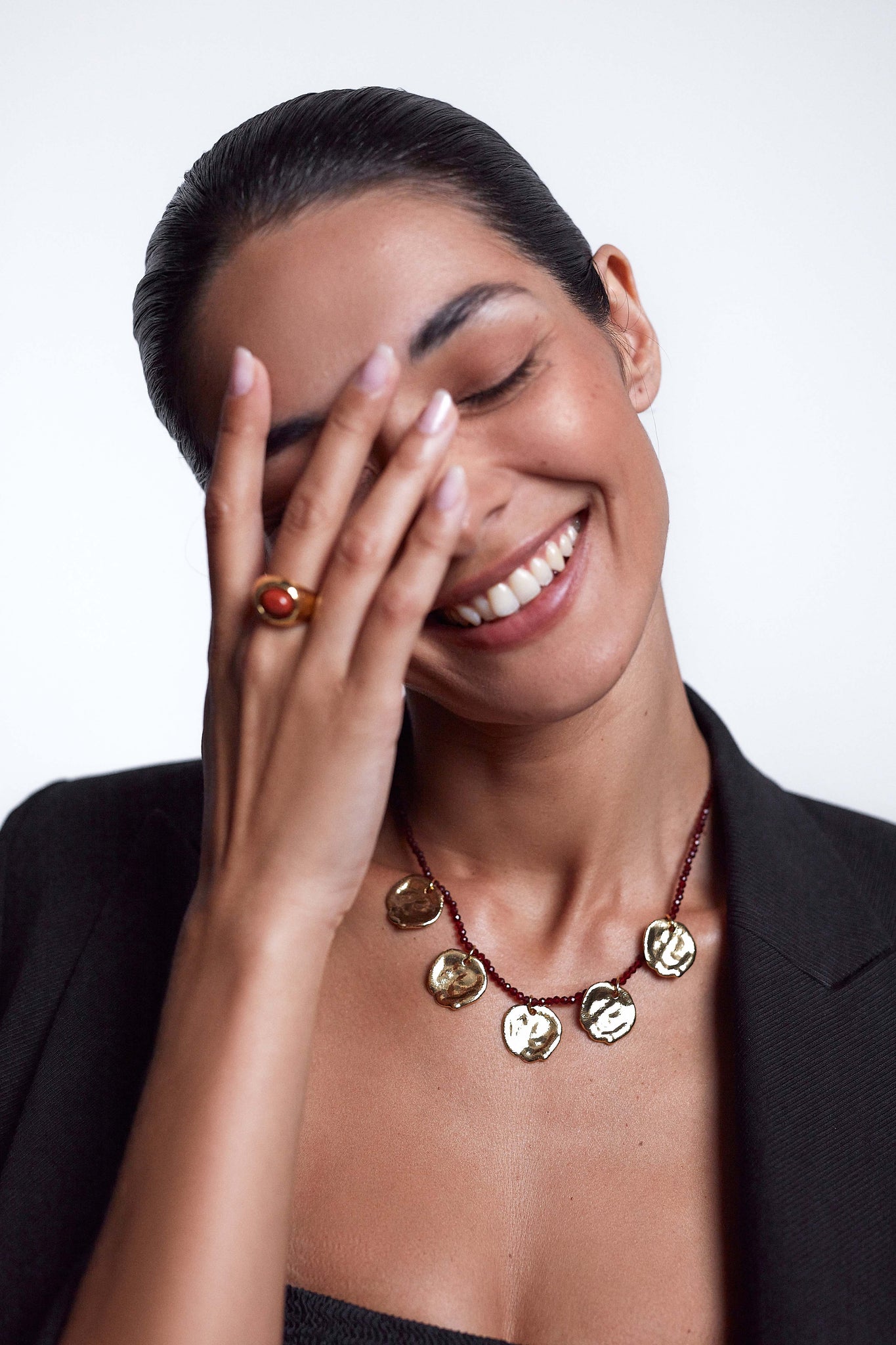 DREAM CATCHER NECKLACE - DEEP BURGUNDY - ANNI LU