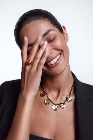 DREAM CATCHER NECKLACE - DEEP BURGUNDY - ANNI LU