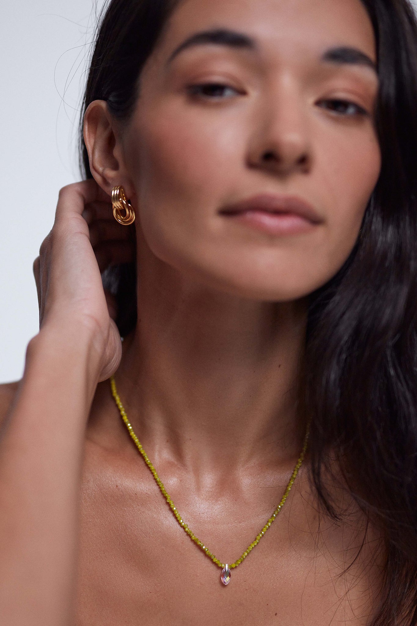 COSMIC CACTUS NECKLACE - PALE OLIVE - ANNI LU