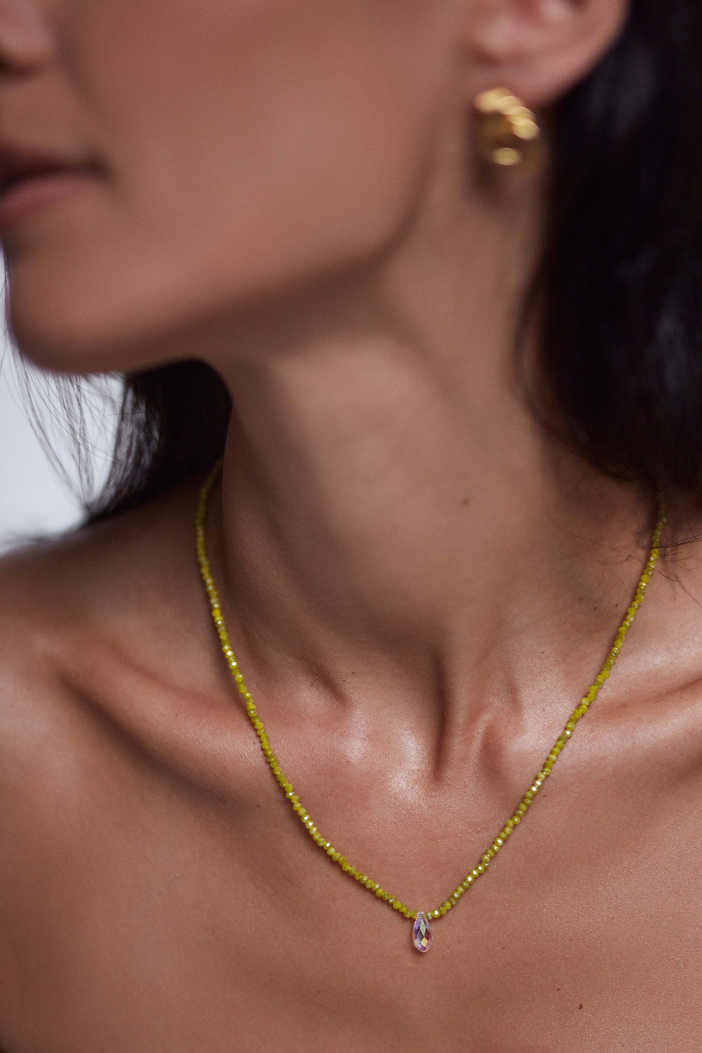 COSMIC CACTUS NECKLACE - PALE OLIVE - ANNI LU