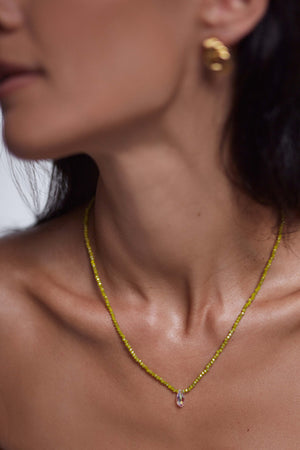 COSMIC CACTUS NECKLACE - PALE OLIVE - ANNI LU