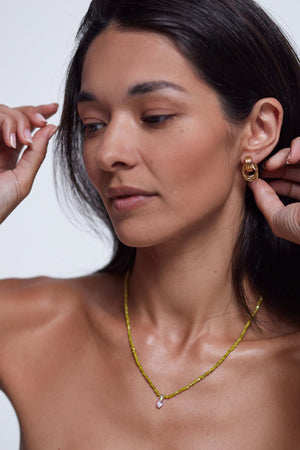 COSMIC CACTUS NECKLACE - PALE OLIVE - ANNI LU