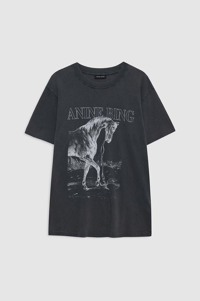 LILI TEE HORSE - WASHED BLACK - ANINE BING