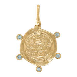 BANU PENDANT AND CHAIN WITH AQUAMARINE  - GOLD - CLEOPATRAS BLING