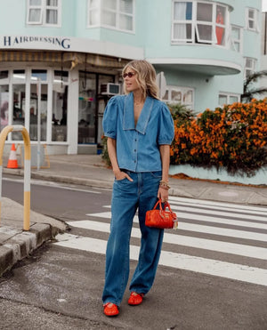 DENIM SAILOR BLOUSE - STARLET - FRAME DENIM