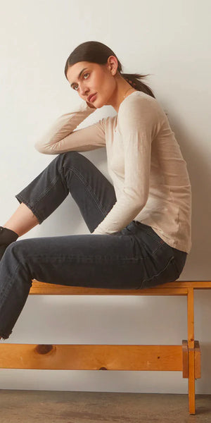 LIZZIE ORIGINAL SLUB L/S TEE  - BISQUE - VELVET