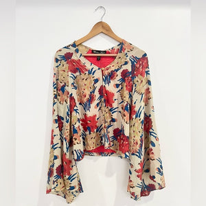 WINTER KATE  SILK KIMONO CARDIGAN - RED FLORAL - PRE LOVED