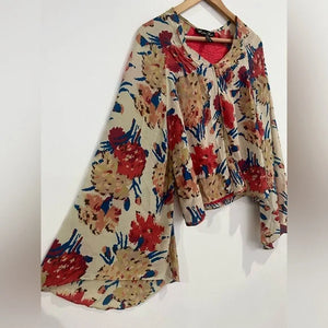 WINTER KATE  SILK KIMONO CARDIGAN - RED FLORAL - PRE LOVED