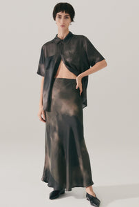 LONG BIAS CUT SKIRT - SMOKE - SILK LAUNDRY