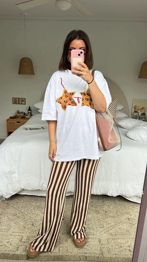 LEOPARD STARKINI OVERSIZED TEE  - WHITE - MAKU