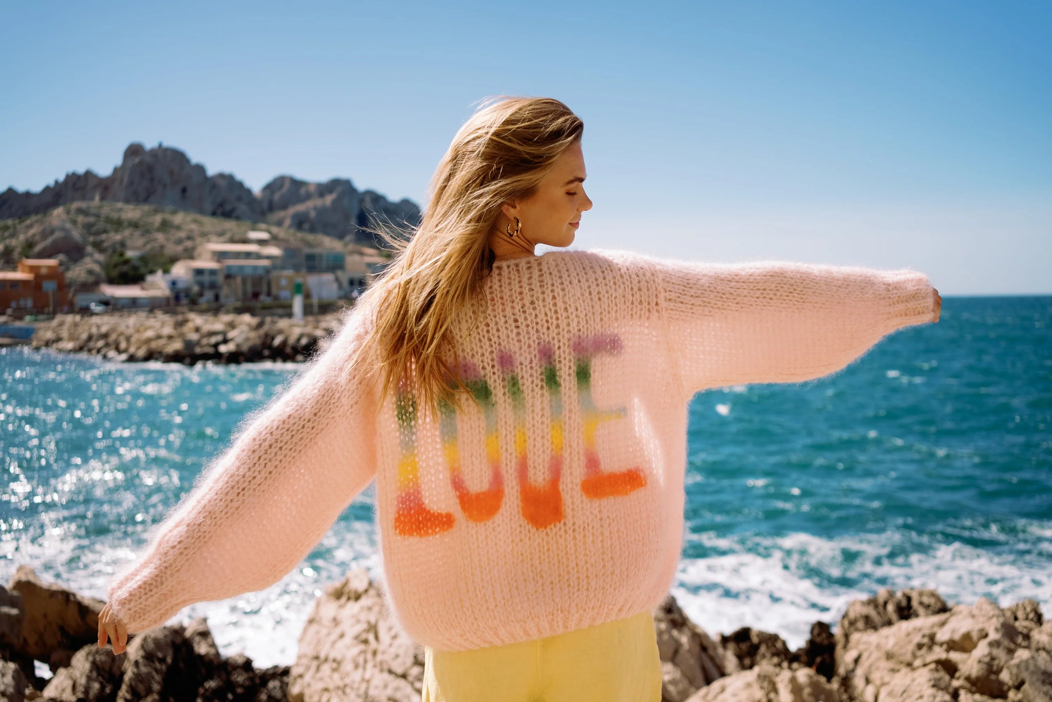 CHARLOTTE MOHAIR CARDIGAN - PASTEL PINK LOVE GRAFITTI - LES TRICOTS D'O