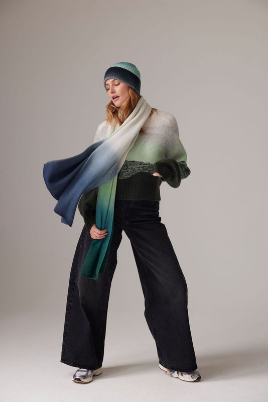 DIP DYE WAYA MINI SCARF - FOREST - CRUSH CASHMERE