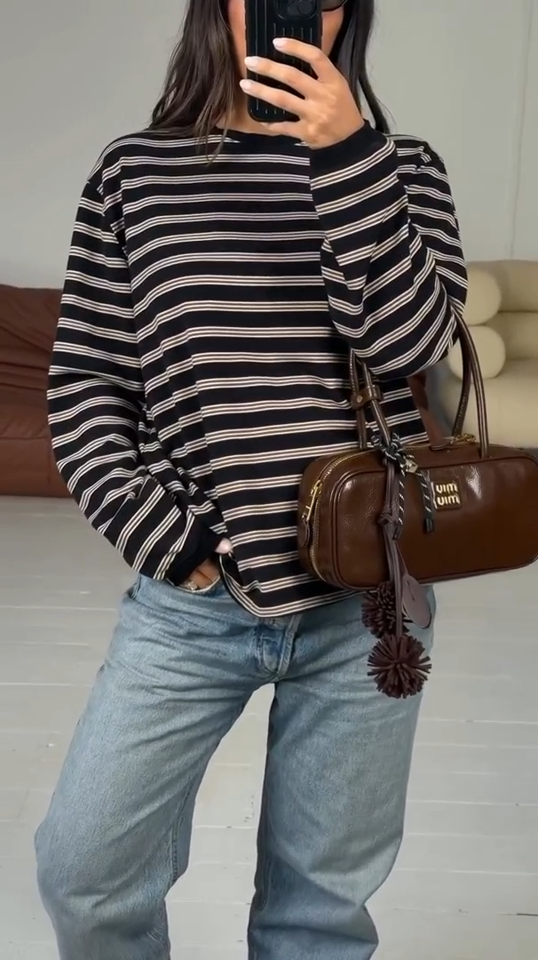 LEE LONG SLEEVE - BROWN STRIPE - BAYSE