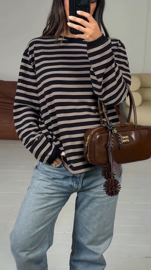 LEE LONG SLEEVE - BROWN STRIPE - BAYSE