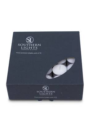 TEALIGHTS PREMIUM 9HR PACK OF 50 - WHITE - CANDLE CO