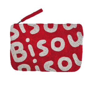 BISOU BISOU BEADED CLUTCH - RED WHITE - THE JACKSONS