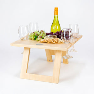 FOLDING WINE TABLE - 4 GLASS PINE - INDI TRIBE